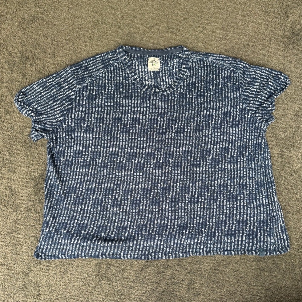 We The Free Free People Blue White Linen Blend Boxy Stripe Top XS OB1330018